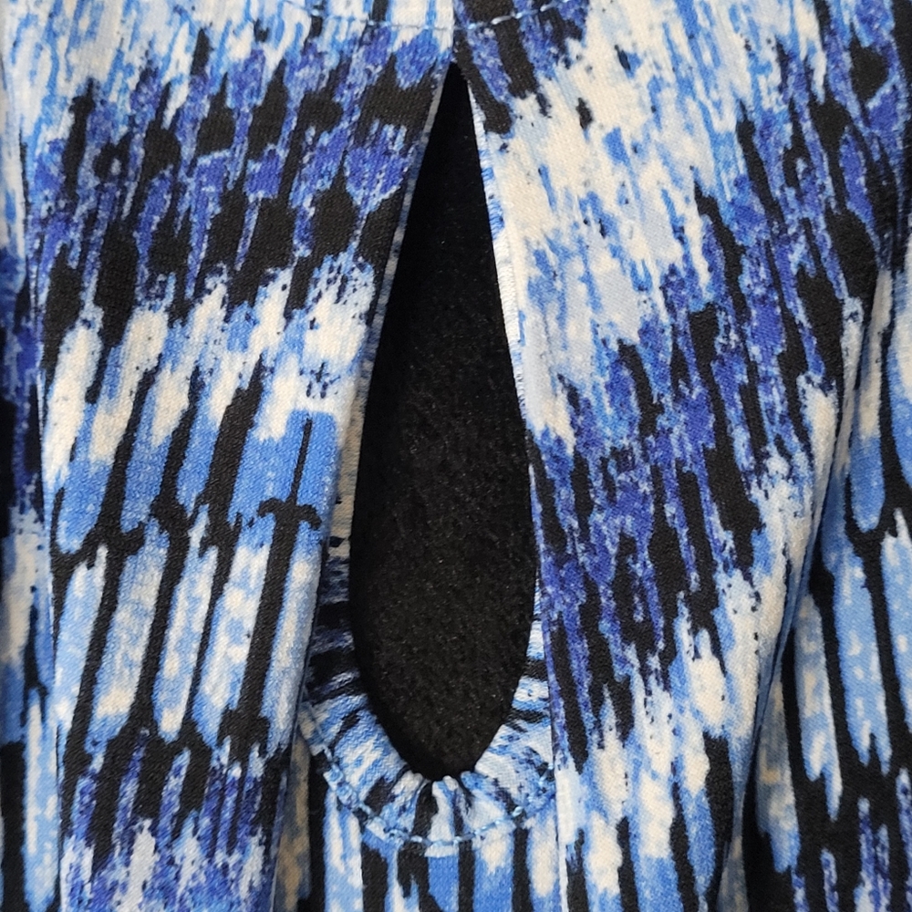 Jones Studio Separate Women Wave Sleeveless Keyhole Neckline Blouse Blue Sz M - Picture 5 of 9